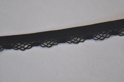 Unterwäschengummi mit Spitze 13 mm schwarz