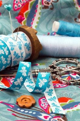 Webband Farbenmix Maribell cyan ( aqua)