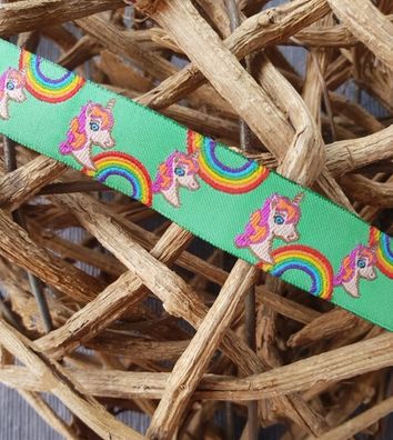 Webband Einhorn/Regenbogen grün