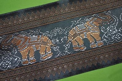 Webband Jaquard Elefant grau 10cm