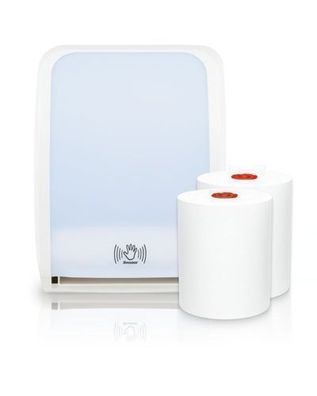 SET: Handtuchrollenspender SENSOR, berührungslos, Blanc Cosmos verschied. Farben + 2