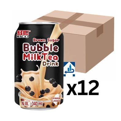 12er-Pack RICO Bubble Milk Tea Getränk Brauner Zucker 340ml (inkl. 3€ EINWEG-Pfand)