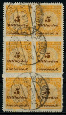 D-REICH INFLA Nr 327BP gestempelt 6er-BLOCK gepr. X7247B2