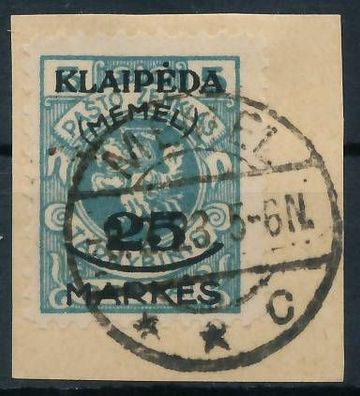 MEMEL 1923 Nr 125 zentrisch gestempelt Briefstück gepr. X4788DA