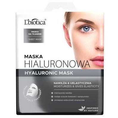 L'biotica Hyaluron-Gesichtsmaske auf Tuch - spendet Feuchtigkeit und erhöht Elas