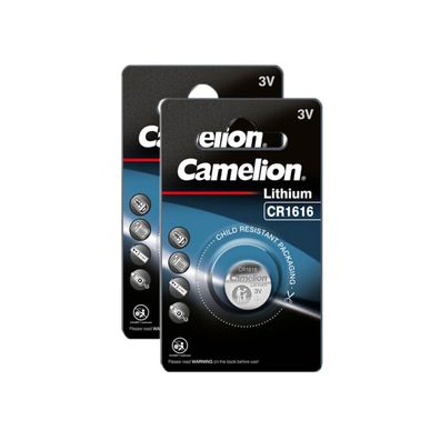 2x Camelion CR1616 CR 1616 3V Lithium Knopfzelle Batterie 1er Blister