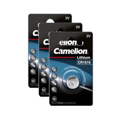 3x Camelion CR1616 CR 1616 3V Lithium Knopfzelle Batterie 1er Blister