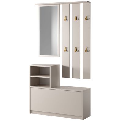 Selsey Yesfir - Flurmöbel-Set mit Schuhschrank und Haken, Greige