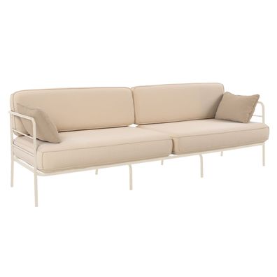 Selsey Preggel - Garten-Sofa 3-Sitzer, wasserabweisend, beige/cremefarbenes Gestell