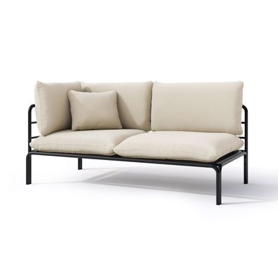 Selsey Worcully - Garten-Chaiselongue, wasserabweisend, beige/schwarzes Gestell