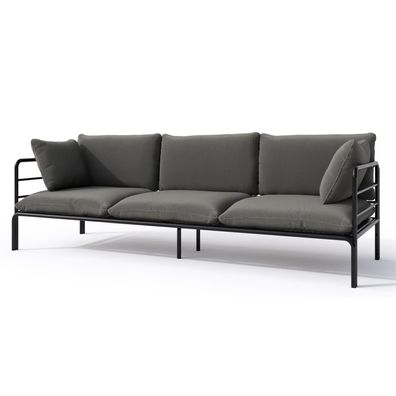 Selsey Worcully - Garten-Sofa 3-Sitzer, wasserabweisend, anthrazit/schwarzes Gestell
