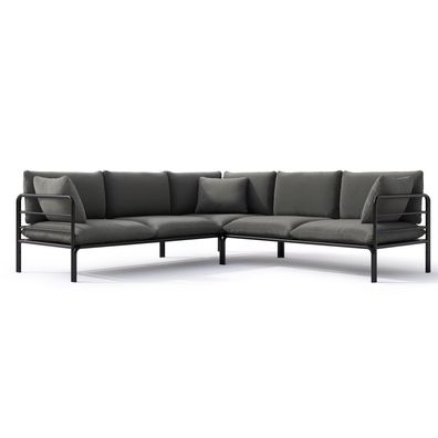 Selsey Worcully - Gartenecksofa mit wasserfestem Bezug, Anthrazitgrau / schwarzes Ges