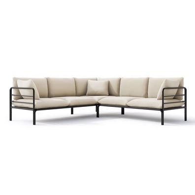 Selsey Worcully - Gartenecksofa mit wasserfestem Bezug, Beige / schwarzes Gestell