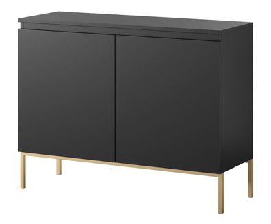 Selsey Bemmi - Sideboard 2-türig, Schwarz mit goldenem Gestell, 100 cm