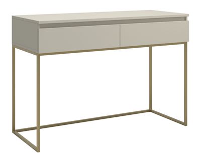 Selsey Bemmi - Schminktisch, Graubeige mit goldenem Metallgestell, 120 cm