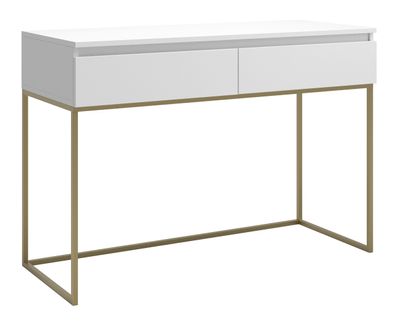 Selsey Bemmi - Schminktisch, Weiß mit goldenem Metallgestell, 120 cm