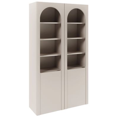 Selsey Arkadia - Vitrine mit Bogentüren und Glasfronten, Kaschmirgrau, 100 cm