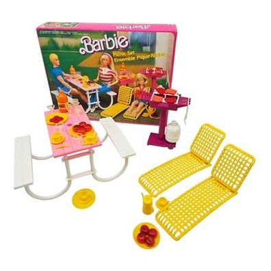 Barbie Spielset Camping Set 0805 Sonnenliegen Grill Picknick Vintage 1986 OVP