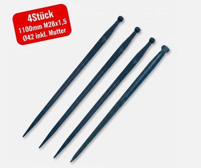 4x Rundballenzinken 1100mm Frontlader Ballenspieß M28x1,5 Ø42 inkl. Mutter?