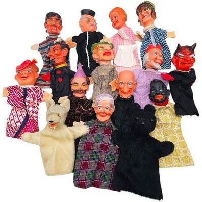 15x ältere Handpuppen für Kasperletheater Puppentheater Handpuppen Vintage