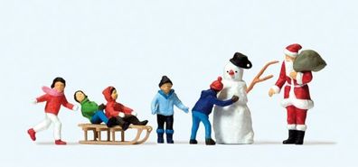 Preiser 10626 Weihnachtsmann, Kinder, Schne Spur H0