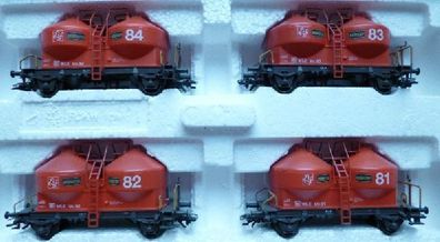 Maerklin 4514 Silo-Wagen-SET 4 St. WLE Spur H0