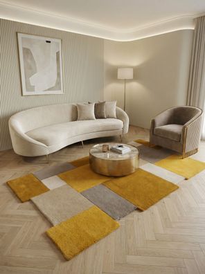 Wollteppich handgetuftet geometrisch Wohnzimmer modern - Hallein Kadima Design