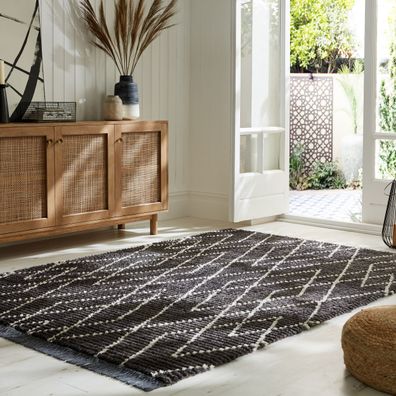 Teppich Berber geometrisch Fransen modern pflegeleicht - SWALE Kadima Design