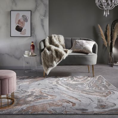 Kurzflorteppich abstrakt metallic Marmor modern elegant - OUSE Kadima Design