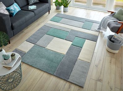 Kurzflorteppich geometrisch Trendfarben modern pflegeleicht - NIDD Kadima Design