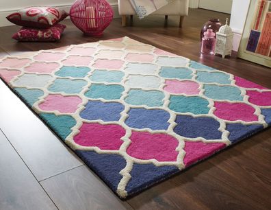 Wollteppich geometrisch modern Wohnzimmer Designer Luxus - Derwent Kadima Design
