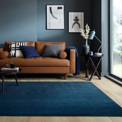 Kurzflorteppich uni samtweich recyceltes Polyester nachhaltig - TUMMEL Kadima Design
