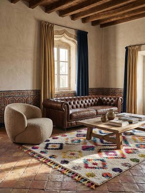 Teppich geometrisch abstrakt Boho Berber bunt pflegeleicht - ARUN Kadima Design