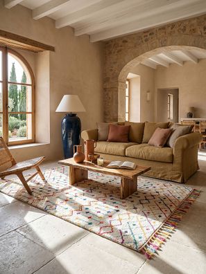 Teppich Berber geometrisch abstrakt Fransen Boho modern - ARUN Kadima Design