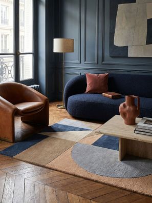Wollteppich geometrisch Naturkautschuk Wohnzimmer modern Luxus - DEBEN Kadima Design