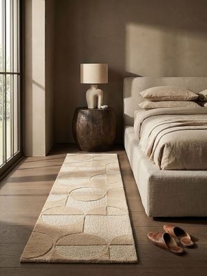 Wollteppich geometrisch rutschfest elegant Wohnzimmer modern - DEBEN Kadima Design