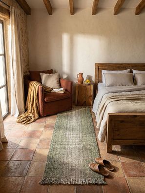 Naturfaser-Teppich handgewebt Jute Wolle Mix uni Luxus - WEAVER Kadima Design