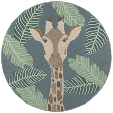 Outdoor-Teppich rund Giraffe Kinder Spielteppich waschbar Boho - YEALM Kadima Design