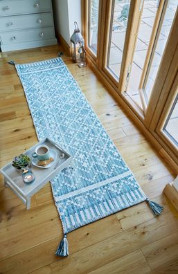 Läufer Baumwolle handgewebt Boho Vintage geometrisch Flur - Dartmoor Kadima
