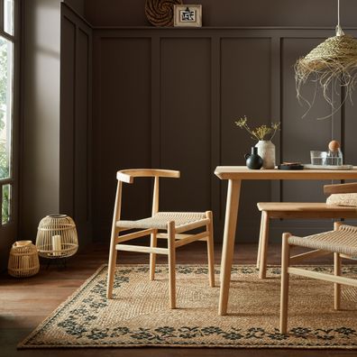 Juteteppich Naturfaser nachhaltig Boho floral Naturteppich - NEATH Kadima