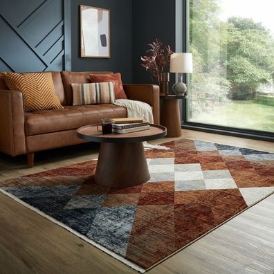 Outdoorteppich geometrisch Fransen modern wetterfest Terrasse - OGMORE Kadima