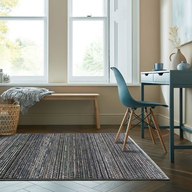Teppich Streifen naturfarben strapazierfähig modern pflegeleicht - PERRAN Kadima