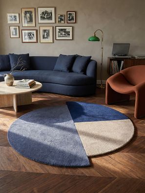 Wollteppich rund geometrisch Segmentmuster handgefertigt modern - Hallein Kadima