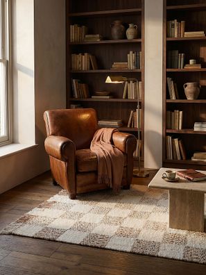 Flachgewebe Teppich handgewebt Karo Schachbrett Boho - VYNE Kadima Design