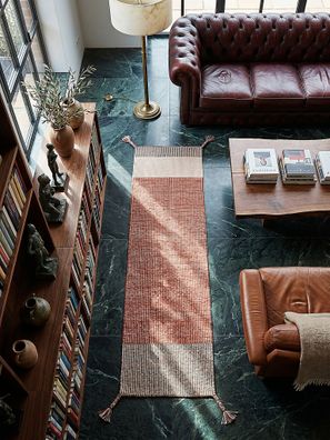 Wollteppich Läufer handgewebt gestreift Boho Flur - WEY Kadima Design