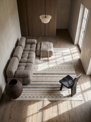 Waschbarer Teppich Kurzflor gestreift Boho pflegeleicht - RIDGE Kadima Design