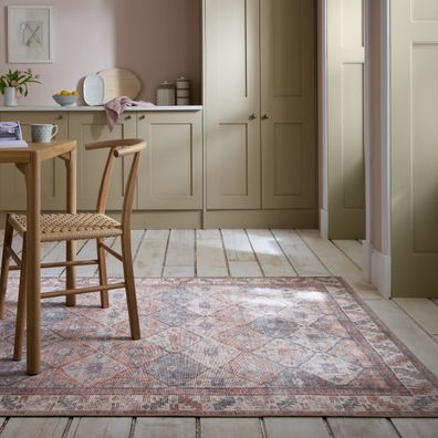 Waschbarer Teppich Flachgewebe Vintage Rauten orientalisch - HURST Kadima Design