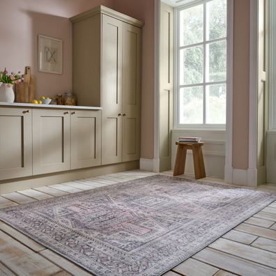 Waschbarer Teppich Flachgewebe Vintage geometrisch orientalisch - HURST Kadima Design