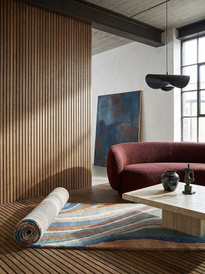 Wollteppich Kurzflor handgetuftet abstrakt Wellen modern - Derwent Kadima Design