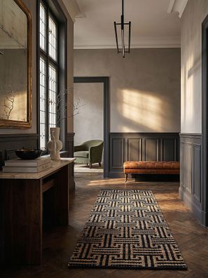 Naturfaser Teppich Jute Flachgewebe geometrisch Meander - CROFT Kadima Design